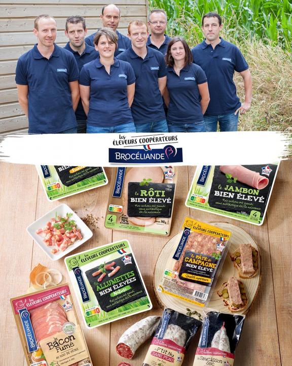 La marque des éleveurs coopérateurs Brocéliande, porcs bien élevés, sans antibiotique, sans OGM